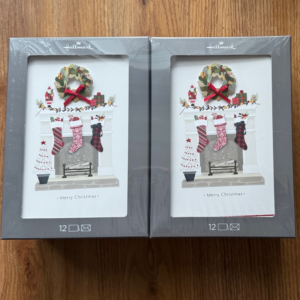Hallmark Holiday Card Set - Festive Gray and Red